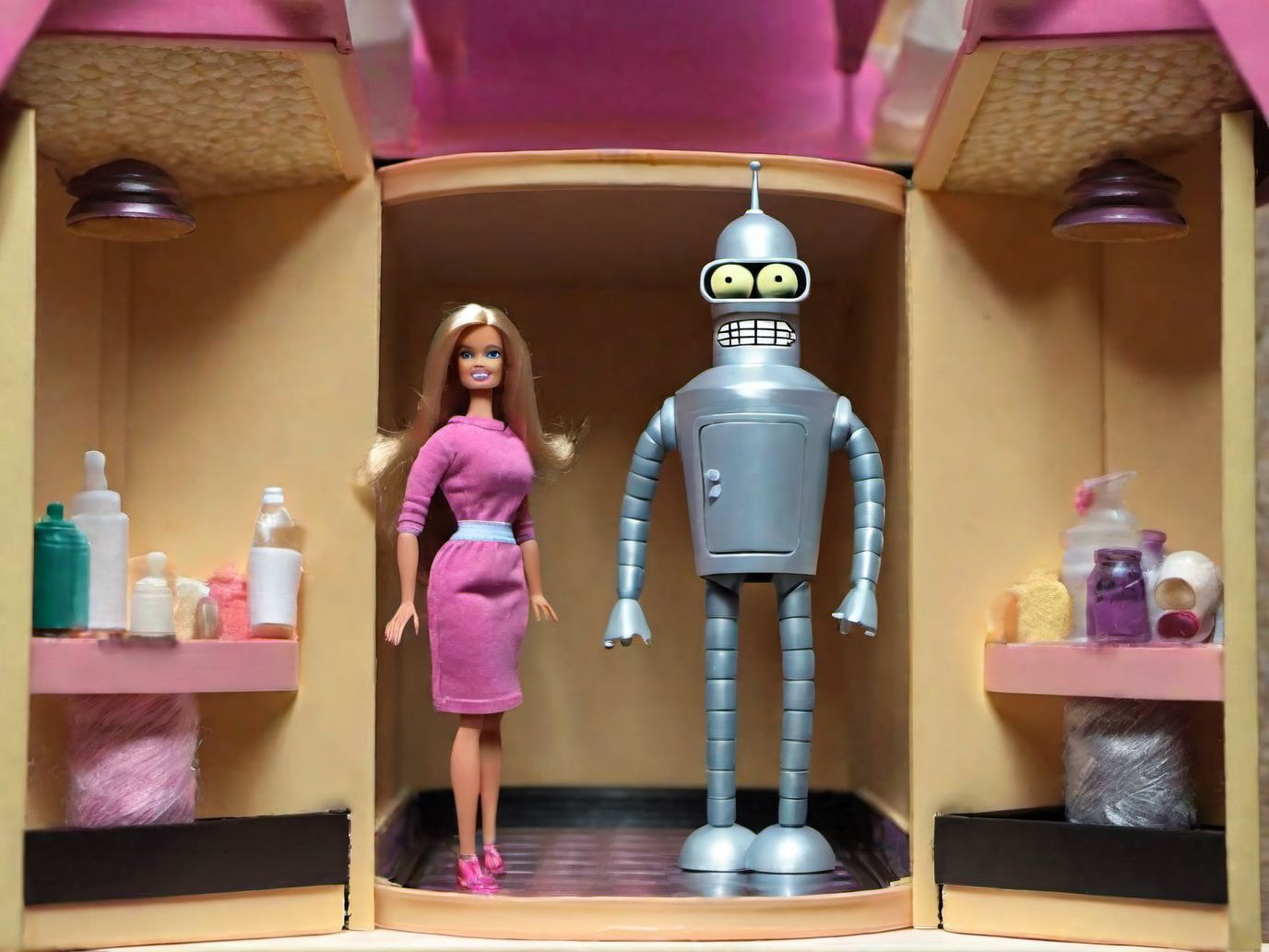 00524-7780-((A Barbie Doll  in a doll house)) benderbot _lora_SDXL-benderbot-Lora_1.0_, very detailed, clean, high quality, sharp image.jpg